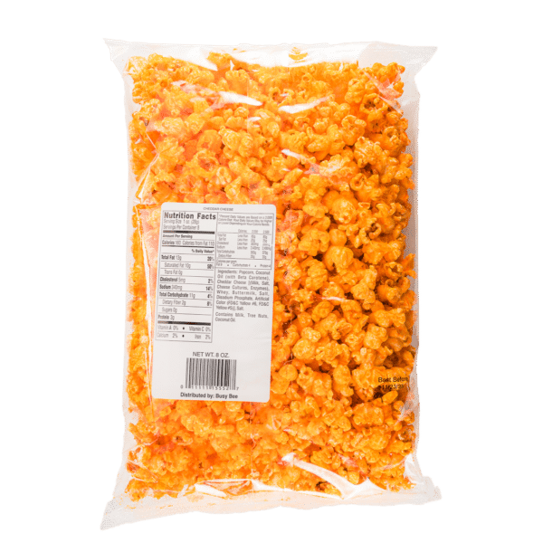 Bee-licious, cheddar cheese popcorn