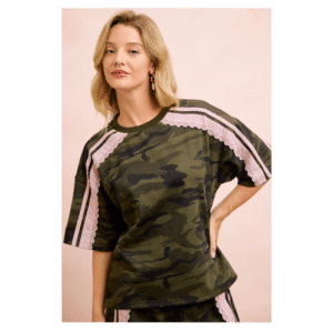 Camo Lace Short Sleeve Top