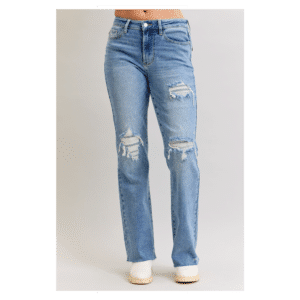 Judy Blue Mid Rise 90's Destroy Straight Denim Jeans